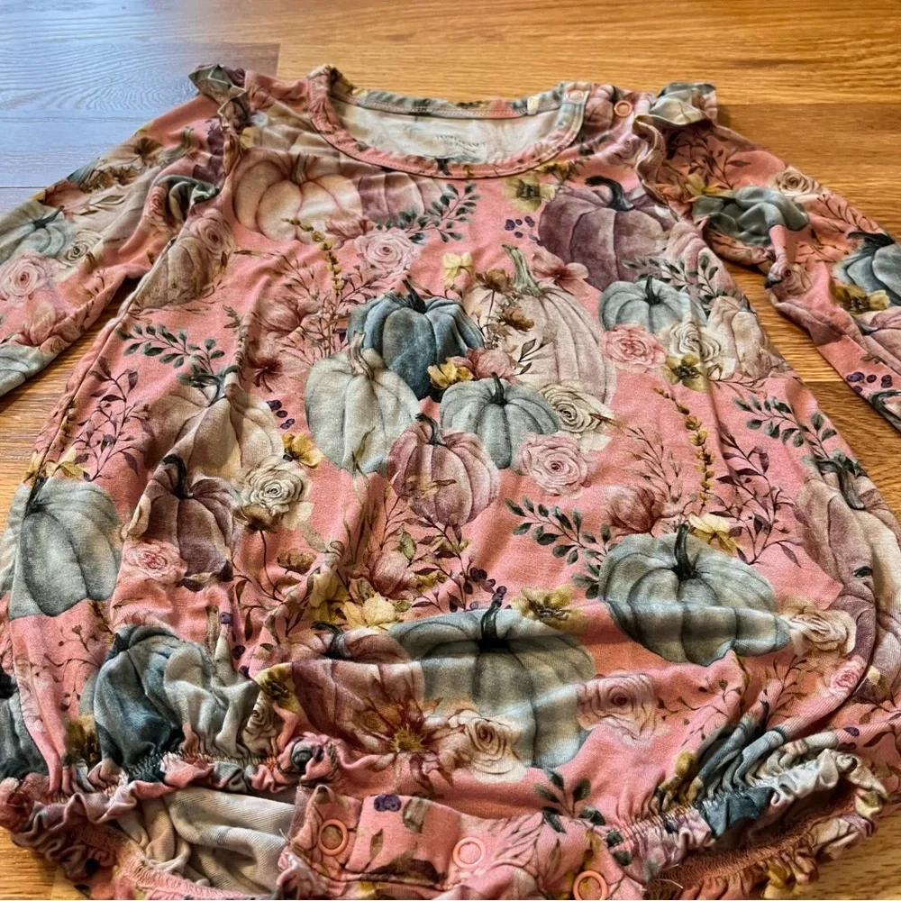 Posh Peanut Marley Floral Pumpkin Ruffled Bubble  Romper Size 18-24 Month
